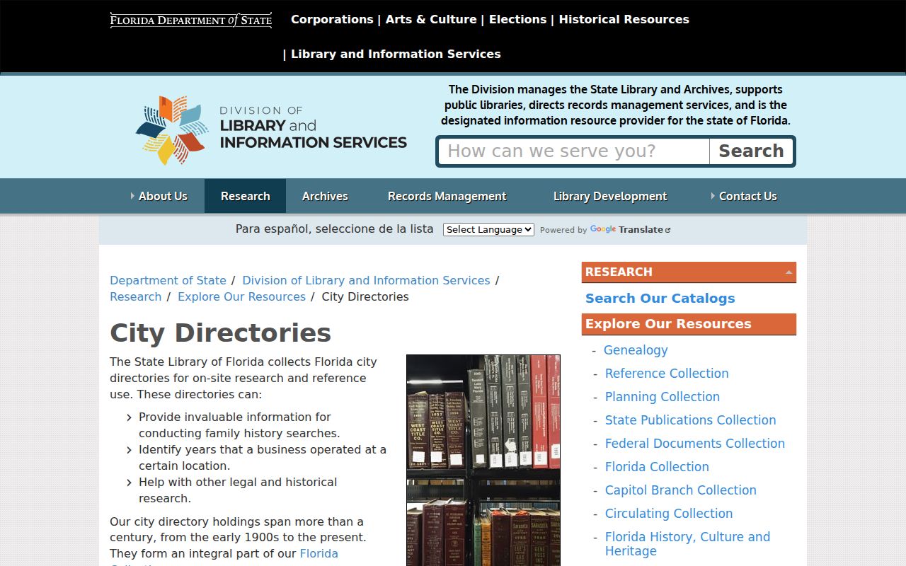 Florida State Library city directory collection page for Venice holdings