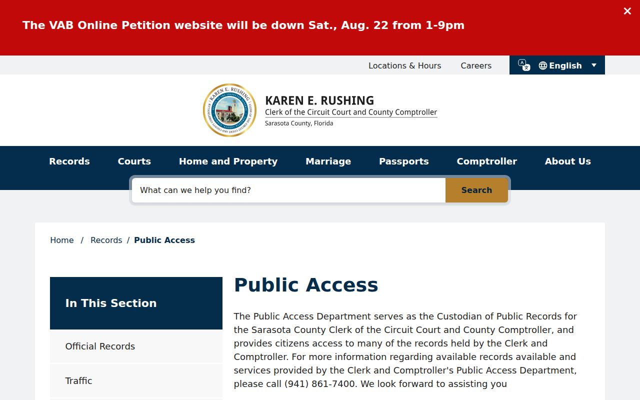 Venice resident directory Clerk Public Access coverage