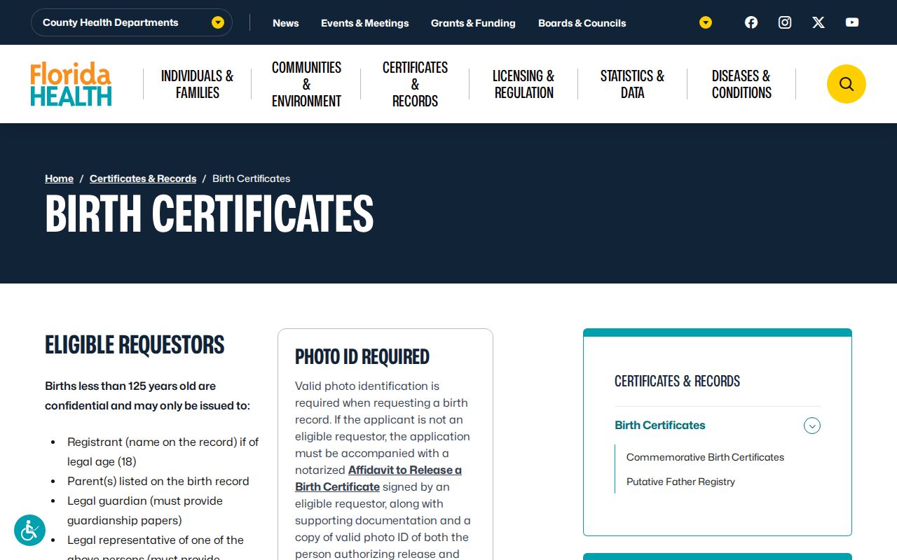 Venice neighbor lookup and Florida confidential birth record rules